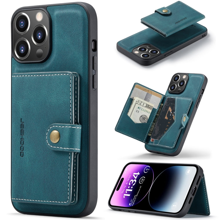 For iPhone 15 Pro JEEHOOD Retro Magnetic Detachable Leather Phone Case(Blue) - iPhone 15 Pro Cases by JEEHOOD | Online Shopping UK | buy2fix