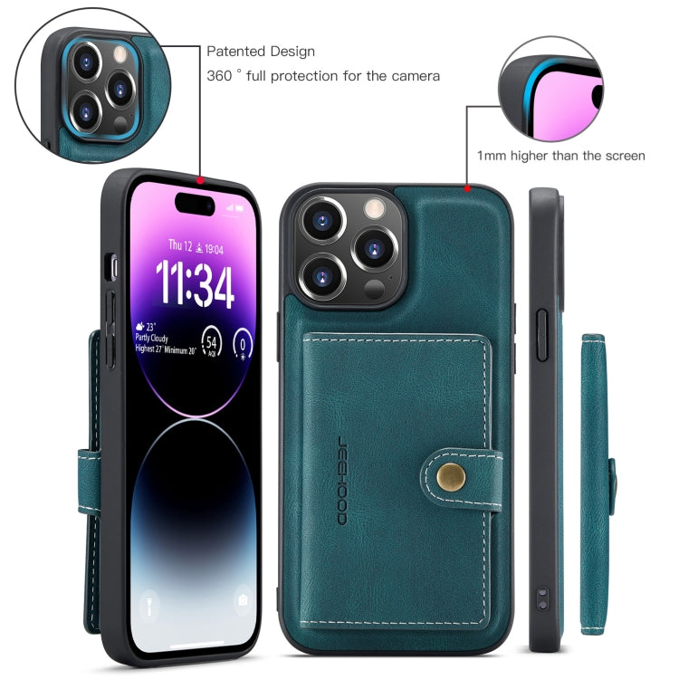 For iPhone 15 Pro JEEHOOD Retro Magnetic Detachable Leather Phone Case(Blue) - iPhone 15 Pro Cases by JEEHOOD | Online Shopping UK | buy2fix