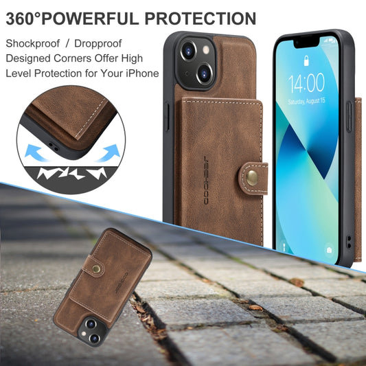 For iPhone 15 Plus JEEHOOD Retro Magnetic Detachable Leather Phone Case(Brown) - iPhone 15 Plus Cases by JEEHOOD | Online Shopping UK | buy2fix