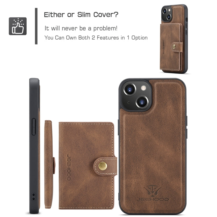 For iPhone 15 Plus JEEHOOD Retro Magnetic Detachable Leather Phone Case(Brown) - iPhone 15 Plus Cases by JEEHOOD | Online Shopping UK | buy2fix