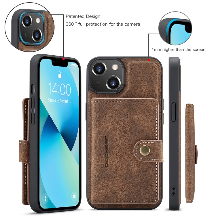 For iPhone 15 Plus JEEHOOD Retro Magnetic Detachable Leather Phone Case(Brown) - iPhone 15 Plus Cases by JEEHOOD | Online Shopping UK | buy2fix
