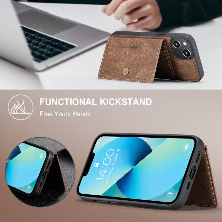 For iPhone 15 Plus JEEHOOD Retro Magnetic Detachable Leather Phone Case(Brown) - iPhone 15 Plus Cases by JEEHOOD | Online Shopping UK | buy2fix