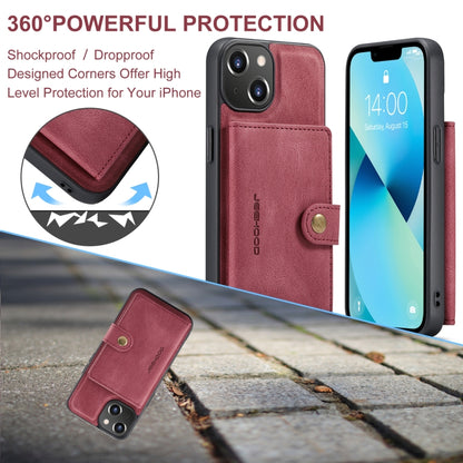 For iPhone 15 JEEHOOD Retro Magnetic Detachable Leather Phone Case(Red) - iPhone 15 Cases by JEEHOOD | Online Shopping UK | buy2fix
