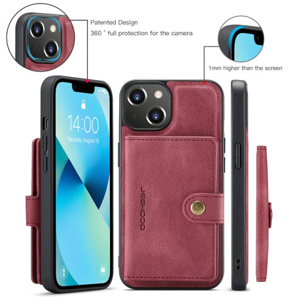 For iPhone 15 JEEHOOD Retro Magnetic Detachable Leather Phone Case(Red) - iPhone 15 Cases by JEEHOOD | Online Shopping UK | buy2fix
