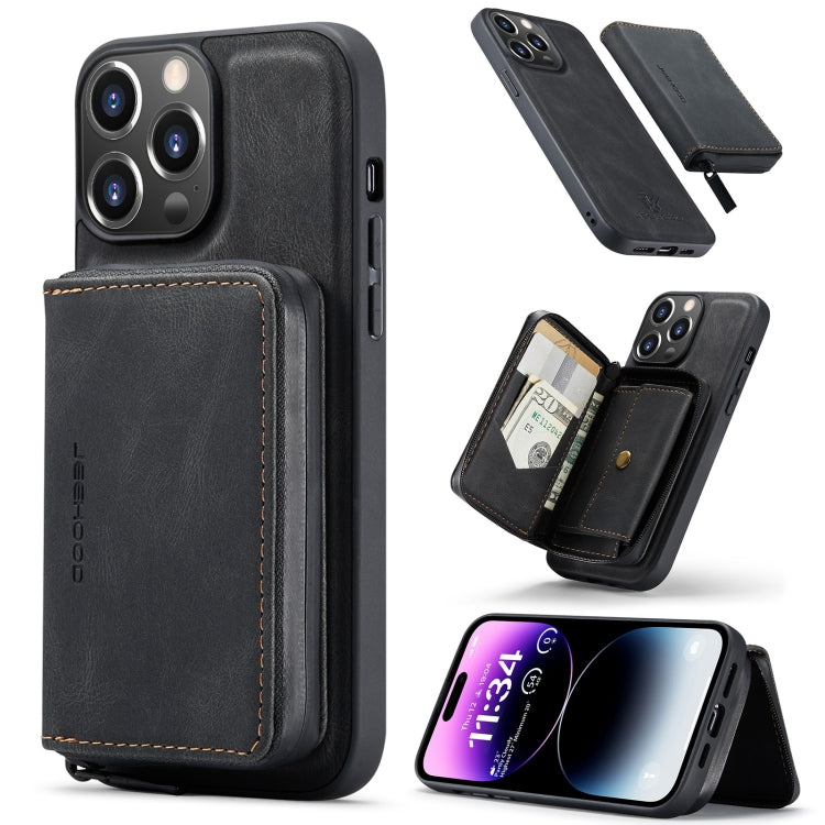 For iPhone 15 Pro JEEHOOD Magnetic Zipper Wallet Leather Phone Case(Black) - iPhone 15 Pro Cases by JEEHOOD | Online Shopping UK | buy2fix