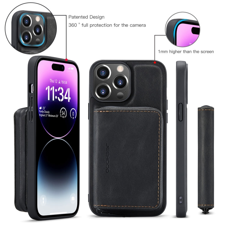 For iPhone 15 Pro JEEHOOD Magnetic Zipper Wallet Leather Phone Case(Black) - iPhone 15 Pro Cases by JEEHOOD | Online Shopping UK | buy2fix