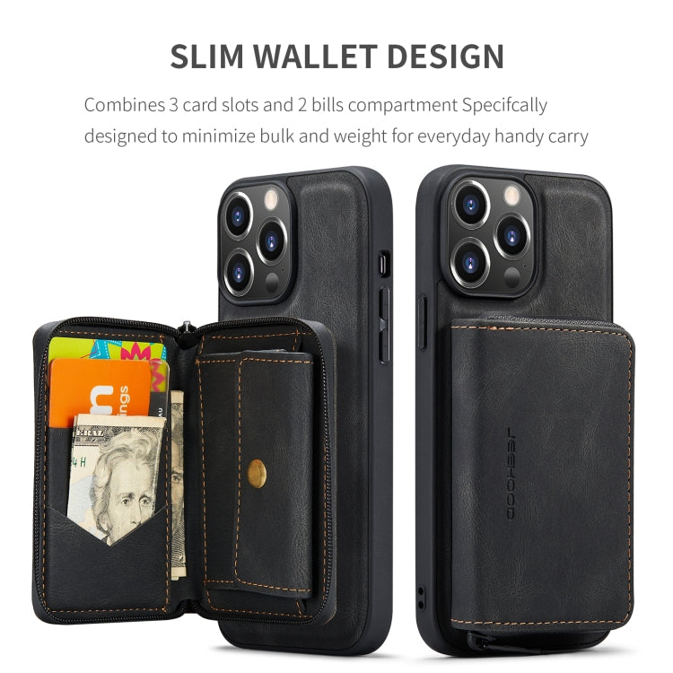 For iPhone 15 Pro JEEHOOD Magnetic Zipper Wallet Leather Phone Case(Black) - iPhone 15 Pro Cases by JEEHOOD | Online Shopping UK | buy2fix