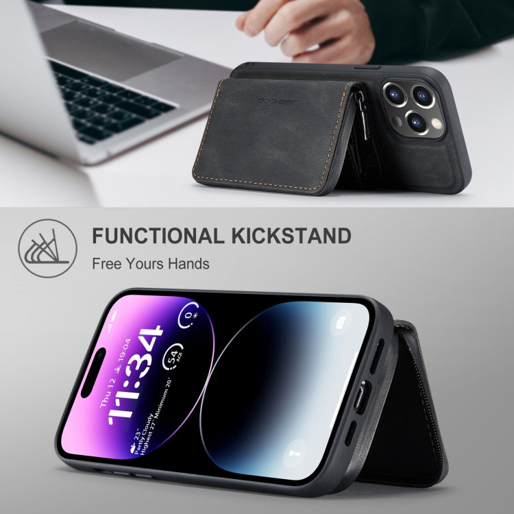 For iPhone 15 Pro JEEHOOD Magnetic Zipper Wallet Leather Phone Case(Black) - iPhone 15 Pro Cases by JEEHOOD | Online Shopping UK | buy2fix