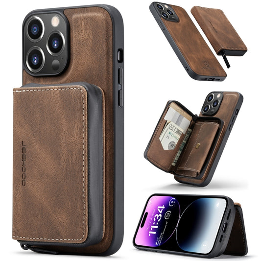 For iPhone 15 Pro JEEHOOD Magnetic Zipper Wallet Leather Phone Case(Brown) - iPhone 15 Pro Cases by JEEHOOD | Online Shopping UK | buy2fix