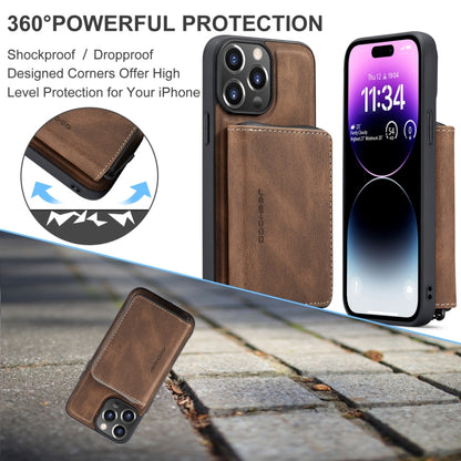 For iPhone 15 Pro JEEHOOD Magnetic Zipper Wallet Leather Phone Case(Brown) - iPhone 15 Pro Cases by JEEHOOD | Online Shopping UK | buy2fix