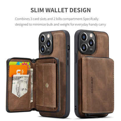 For iPhone 15 Pro JEEHOOD Magnetic Zipper Wallet Leather Phone Case(Brown) - iPhone 15 Pro Cases by JEEHOOD | Online Shopping UK | buy2fix
