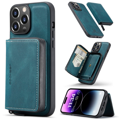 For iPhone 15 Pro JEEHOOD Magnetic Zipper Wallet Leather Phone Case(Blue) - iPhone 15 Pro Cases by JEEHOOD | Online Shopping UK | buy2fix