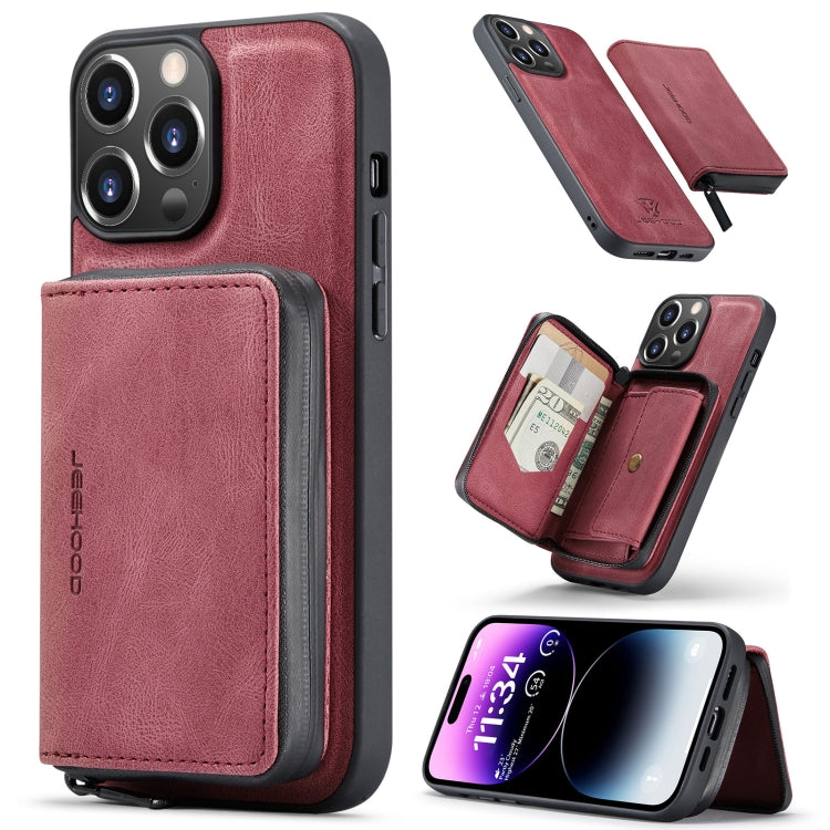 For iPhone 15 Pro JEEHOOD Magnetic Zipper Wallet Leather Phone Case(Red) - iPhone 15 Pro Cases by JEEHOOD | Online Shopping UK | buy2fix