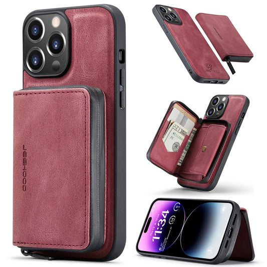 For iPhone 15 Pro JEEHOOD Magnetic Zipper Wallet Leather Phone Case(Red) - iPhone 15 Pro Cases by JEEHOOD | Online Shopping UK | buy2fix