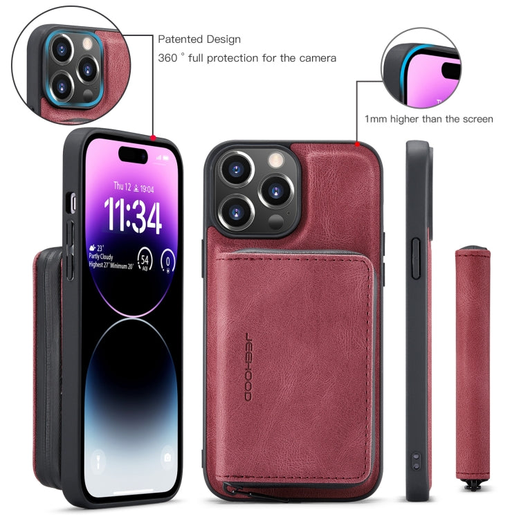 For iPhone 15 Pro JEEHOOD Magnetic Zipper Wallet Leather Phone Case(Red) - iPhone 15 Pro Cases by JEEHOOD | Online Shopping UK | buy2fix
