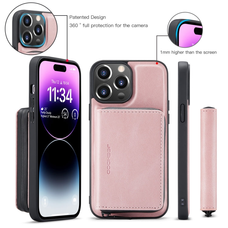 For iPhone 15 Pro JEEHOOD Magnetic Zipper Wallet Leather Phone Case(Pink) - iPhone 15 Pro Cases by JEEHOOD | Online Shopping UK | buy2fix