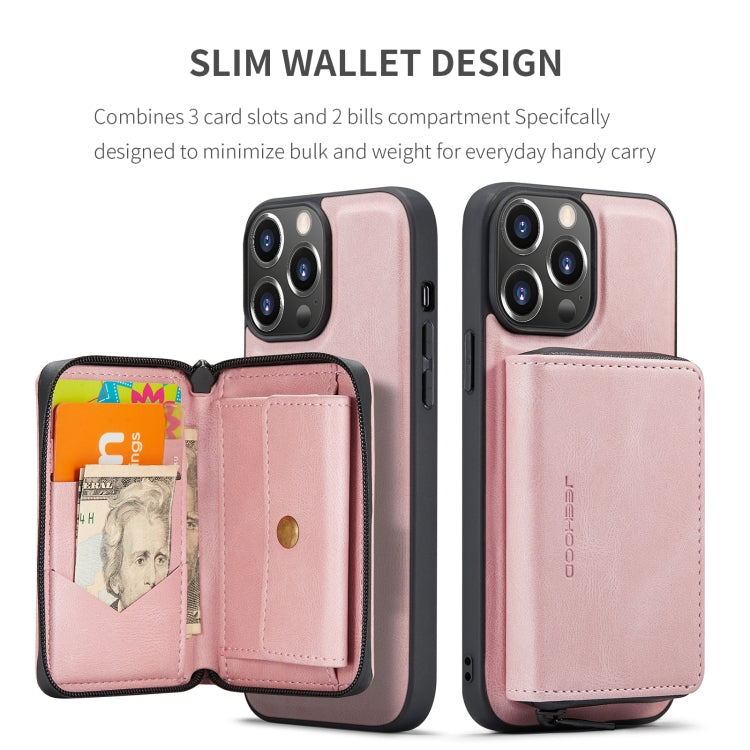 For iPhone 15 Pro JEEHOOD Magnetic Zipper Wallet Leather Phone Case(Pink) - iPhone 15 Pro Cases by JEEHOOD | Online Shopping UK | buy2fix