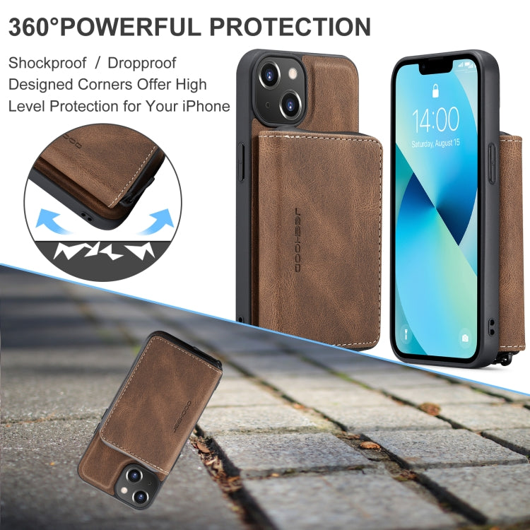 For iPhone 15 Plus JEEHOOD Magnetic Zipper Wallet Leather Phone Case(Brown) - iPhone 15 Plus Cases by JEEHOOD | Online Shopping UK | buy2fix