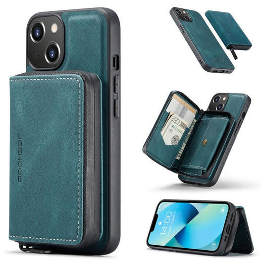 For iPhone 15 Plus JEEHOOD Magnetic Zipper Wallet Leather Phone Case(Blue) - iPhone 15 Plus Cases by JEEHOOD | Online Shopping UK | buy2fix