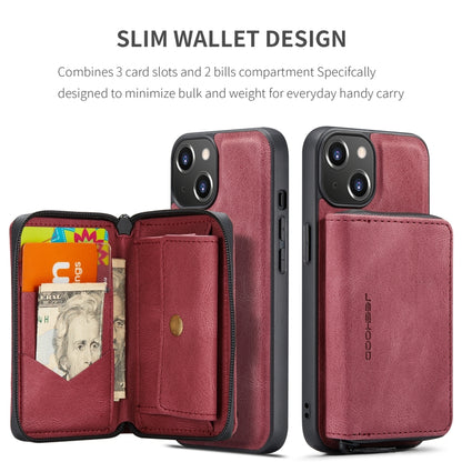 For iPhone 15 Plus JEEHOOD Magnetic Zipper Wallet Leather Phone Case(Red) - iPhone 15 Plus Cases by JEEHOOD | Online Shopping UK | buy2fix