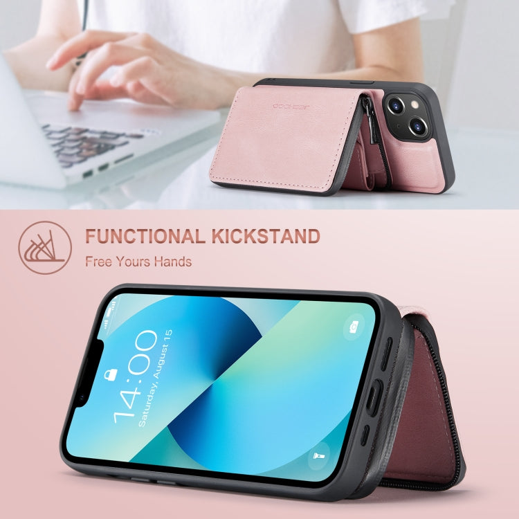 For iPhone 15 Plus JEEHOOD Magnetic Zipper Wallet Leather Phone Case(Pink) - iPhone 15 Plus Cases by JEEHOOD | Online Shopping UK | buy2fix