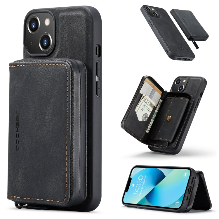 For iPhone 15 JEEHOOD Magnetic Zipper Wallet Leather Phone Case(Black) - iPhone 15 Cases by JEEHOOD | Online Shopping UK | buy2fix