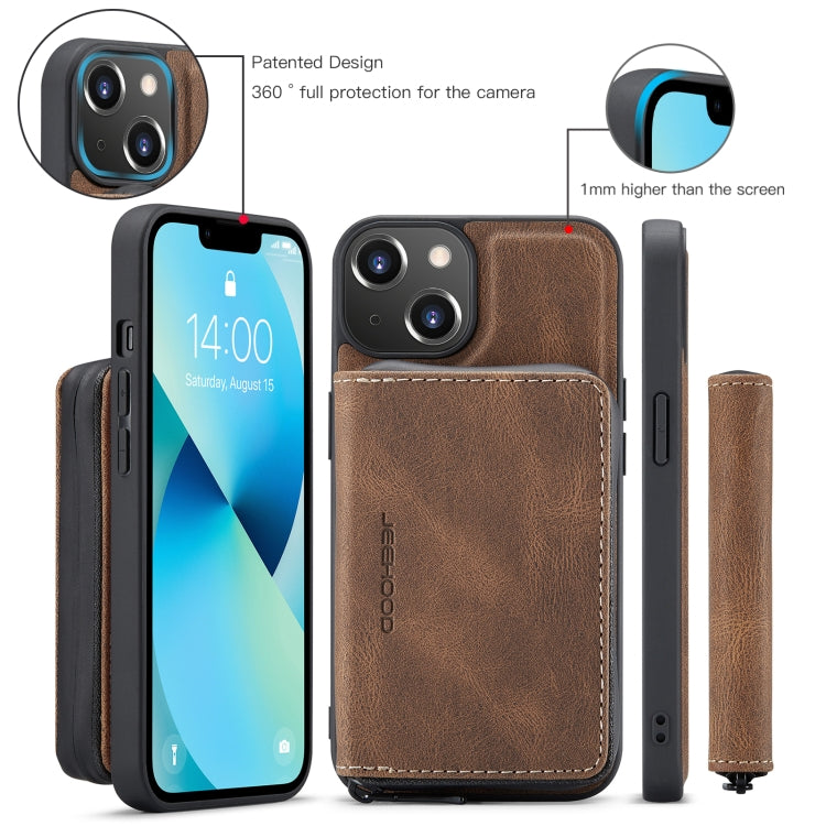 For iPhone 15 JEEHOOD Magnetic Zipper Wallet Leather Phone Case(Brown) - iPhone 15 Cases by JEEHOOD | Online Shopping UK | buy2fix