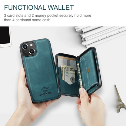 For iPhone 15 JEEHOOD Magnetic Zipper Wallet Leather Phone Case(Blue) - iPhone 15 Cases by JEEHOOD | Online Shopping UK | buy2fix