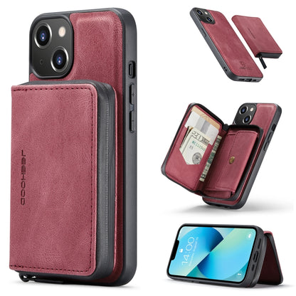 For iPhone 15 JEEHOOD Magnetic Zipper Wallet Leather Phone Case(Red) - iPhone 15 Cases by JEEHOOD | Online Shopping UK | buy2fix