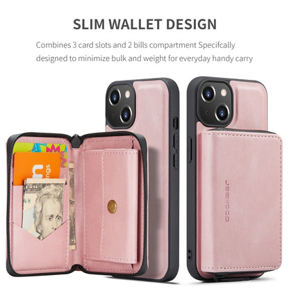 For iPhone 15 JEEHOOD Magnetic Zipper Wallet Leather Phone Case(Pink) - iPhone 15 Cases by JEEHOOD | Online Shopping UK | buy2fix
