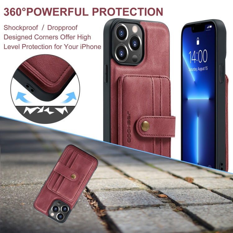 For iPhone 15 Pro JEEHOOD RFID Blocking Anti-Theft Magnetic PU Phone Case(Red) - iPhone 15 Pro Cases by JEEHOOD | Online Shopping UK | buy2fix