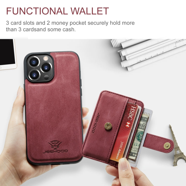 For iPhone 15 Pro JEEHOOD RFID Blocking Anti-Theft Magnetic PU Phone Case(Red) - iPhone 15 Pro Cases by JEEHOOD | Online Shopping UK | buy2fix