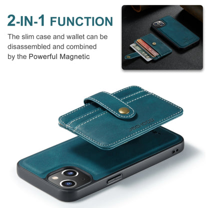 For iPhone 15 JEEHOOD RFID Blocking Anti-Theft Magnetic PU Phone Case(Blue) - iPhone 15 Cases by JEEHOOD | Online Shopping UK | buy2fix