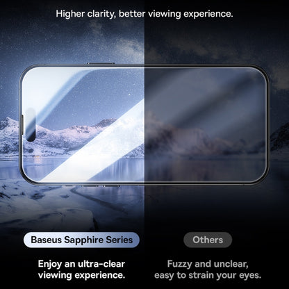 For iPhone 15 Baseus Sapphire Series Dustproof Peep-proof Tempered Glass Film - iPhone 15 Tempered Glass by Baseus | Online Shopping UK | buy2fix