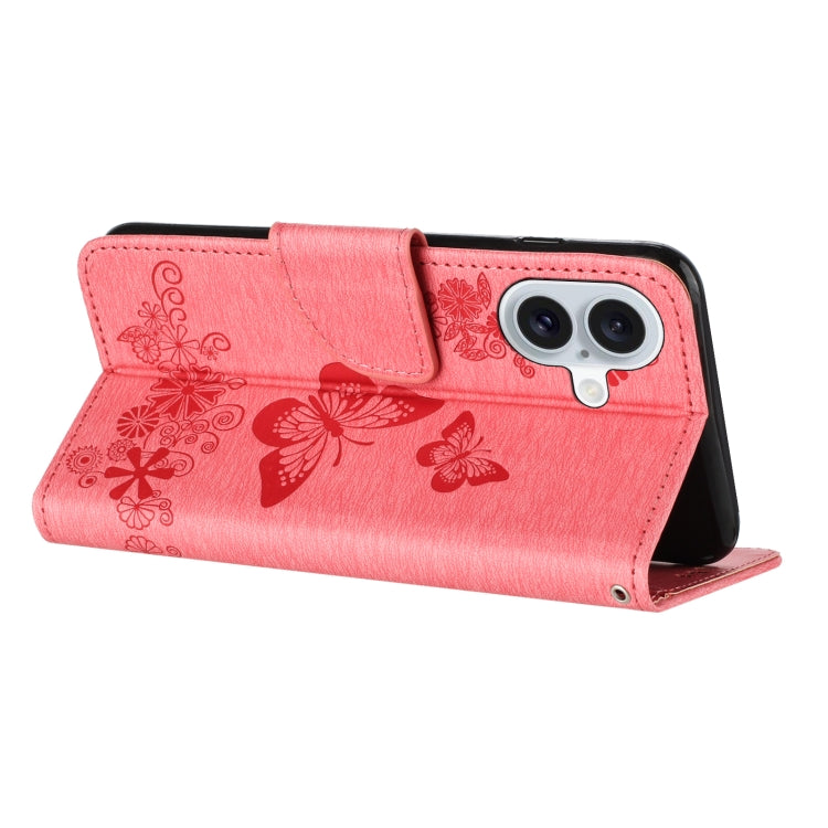 For iPhone 16 Butterfly Embossed Flip Leather Phone Case(Pink) - iPhone 16 Cases by buy2fix | Online Shopping UK | buy2fix