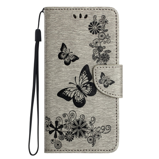 For iPhone 16 Plus Butterfly Embossed Flip Leather Phone Case(Grey) by buy2fix