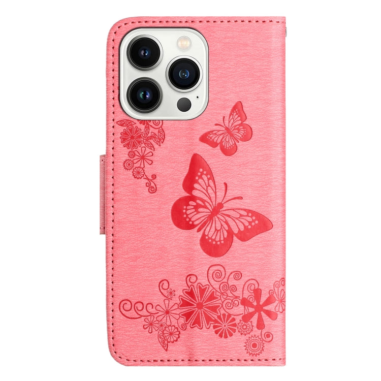 For iPhone 16 Pro Max Butterfly Embossed Flip Leather Phone Case(Pink) - iPhone 16 Pro Max Cases by buy2fix | Online Shopping UK | buy2fix