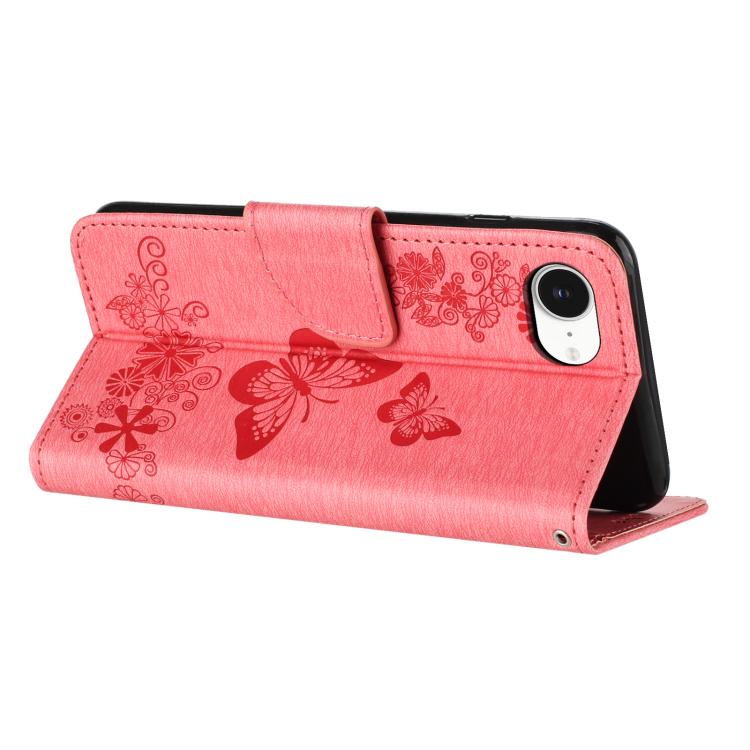 For iPhone 16e Butterfly Embossed Flip Leather Phone Case(Pink) - iPhone 16e Cases by buy2fix | Online Shopping UK | buy2fix