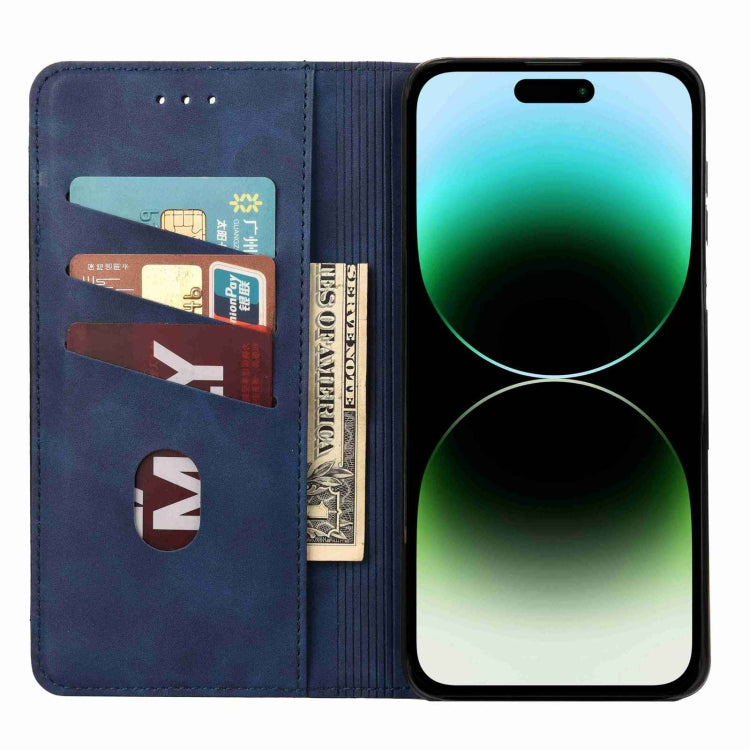 For iPhone 16 Pro Skin Feel Splicing Leather Phone Case(Blue) - iPhone 16 Pro Cases by buy2fix | Online Shopping UK | buy2fix