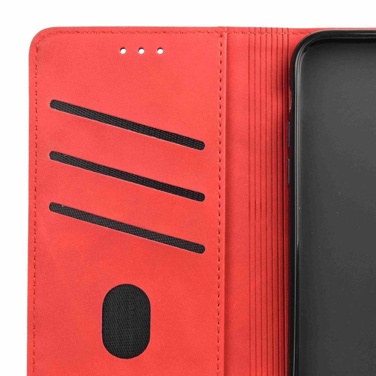 For iPhone 16 Pro Skin Feel Splicing Leather Phone Case(Red) - iPhone 16 Pro Cases by buy2fix | Online Shopping UK | buy2fix