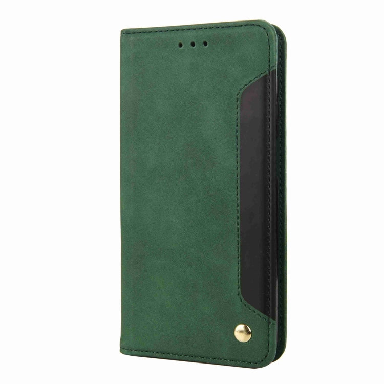 For iPhone 16 Plus Skin Feel Splicing Leather Phone Case(Green) - iPhone 16 Plus Cases by buy2fix | Online Shopping UK | buy2fix