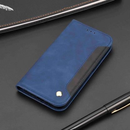 For iPhone 16 Plus Skin Feel Splicing Leather Phone Case(Blue) - iPhone 16 Plus Cases by buy2fix | Online Shopping UK | buy2fix