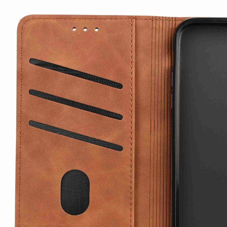 For iPhone 16 Plus Skin Feel Splicing Leather Phone Case(Brown) - iPhone 16 Plus Cases by buy2fix | Online Shopping UK | buy2fix