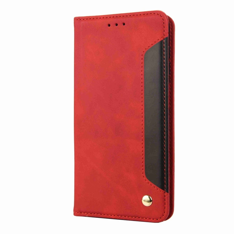 For iPhone 16 Plus Skin Feel Splicing Leather Phone Case(Red) - iPhone 16 Plus Cases by buy2fix | Online Shopping UK | buy2fix