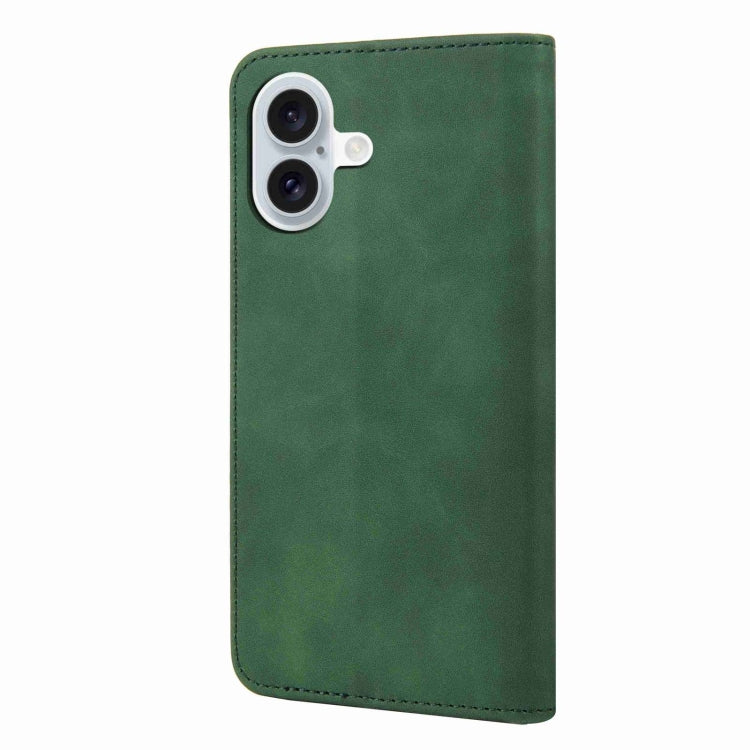 For iPhone 16 Skin Feel Splicing Leather Phone Case(Green) - iPhone 16 Cases by buy2fix | Online Shopping UK | buy2fix