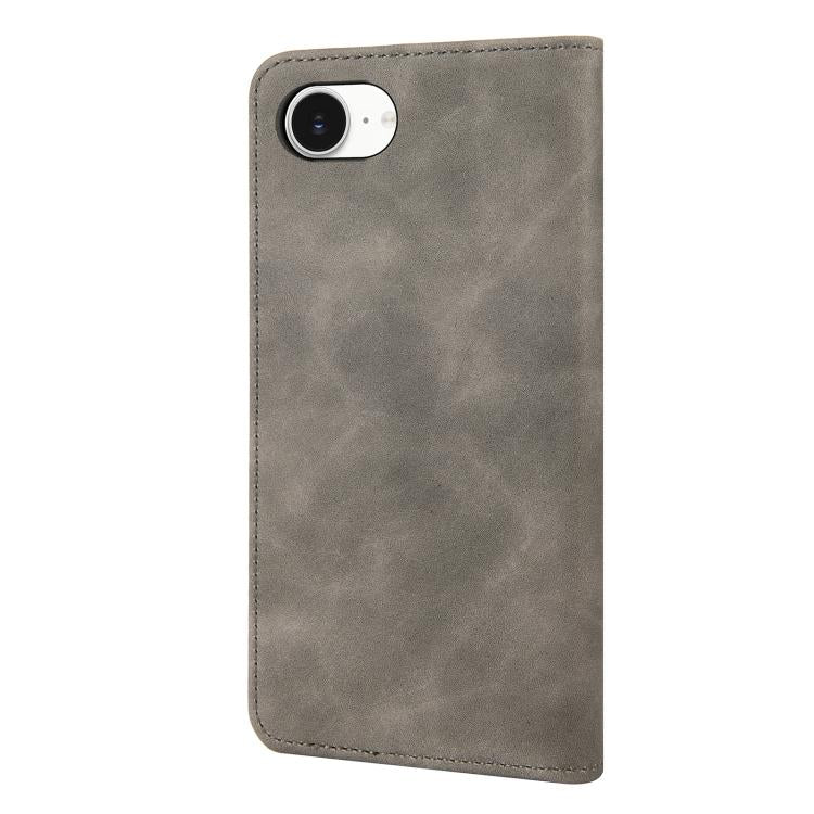For iPhone 16e Skin Feel Splicing Leather Phone Case(Grey) - iPhone 16e Cases by buy2fix | Online Shopping UK | buy2fix