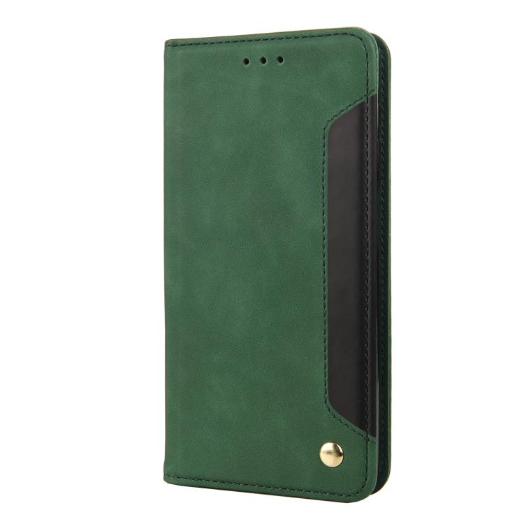 For iPhone 16e Skin Feel Splicing Leather Phone Case(Green) - iPhone 16e Cases by buy2fix | Online Shopping UK | buy2fix