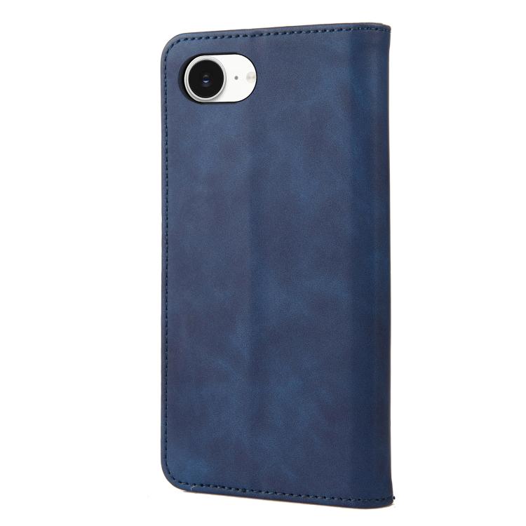 For iPhone 16e Skin Feel Splicing Leather Phone Case(Blue) - iPhone 16e Cases by buy2fix | Online Shopping UK | buy2fix