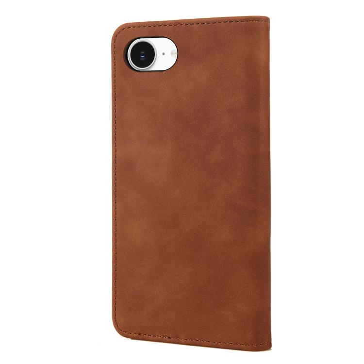 For iPhone 16e Skin Feel Splicing Leather Phone Case(Brown) - iPhone 16e Cases by buy2fix | Online Shopping UK | buy2fix