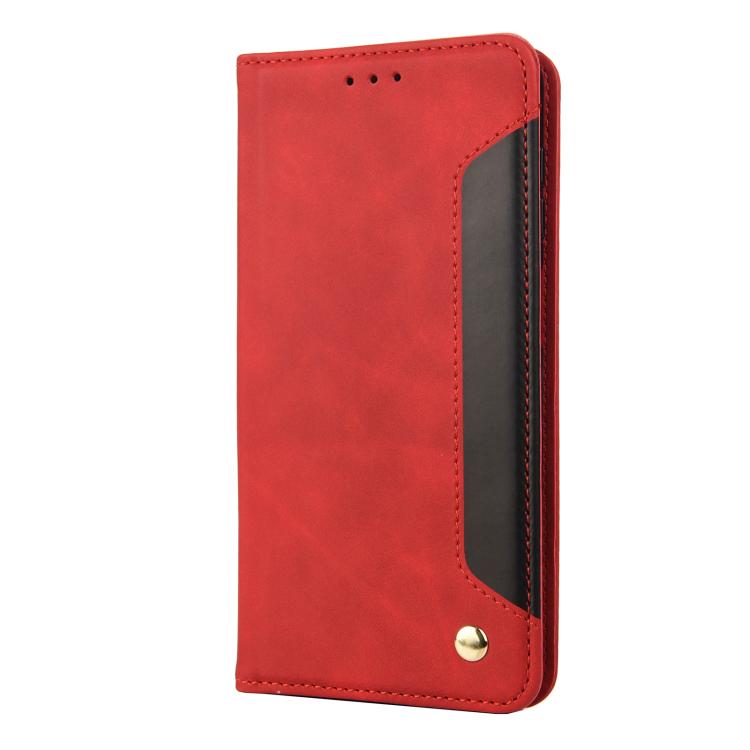 For iPhone 16e Skin Feel Splicing Leather Phone Case(Red) - iPhone 16e Cases by buy2fix | Online Shopping UK | buy2fix